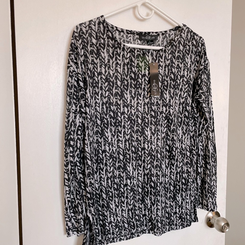 August Silk Lightweight Scoop Neck Top - Size S - Picture 2 of 12